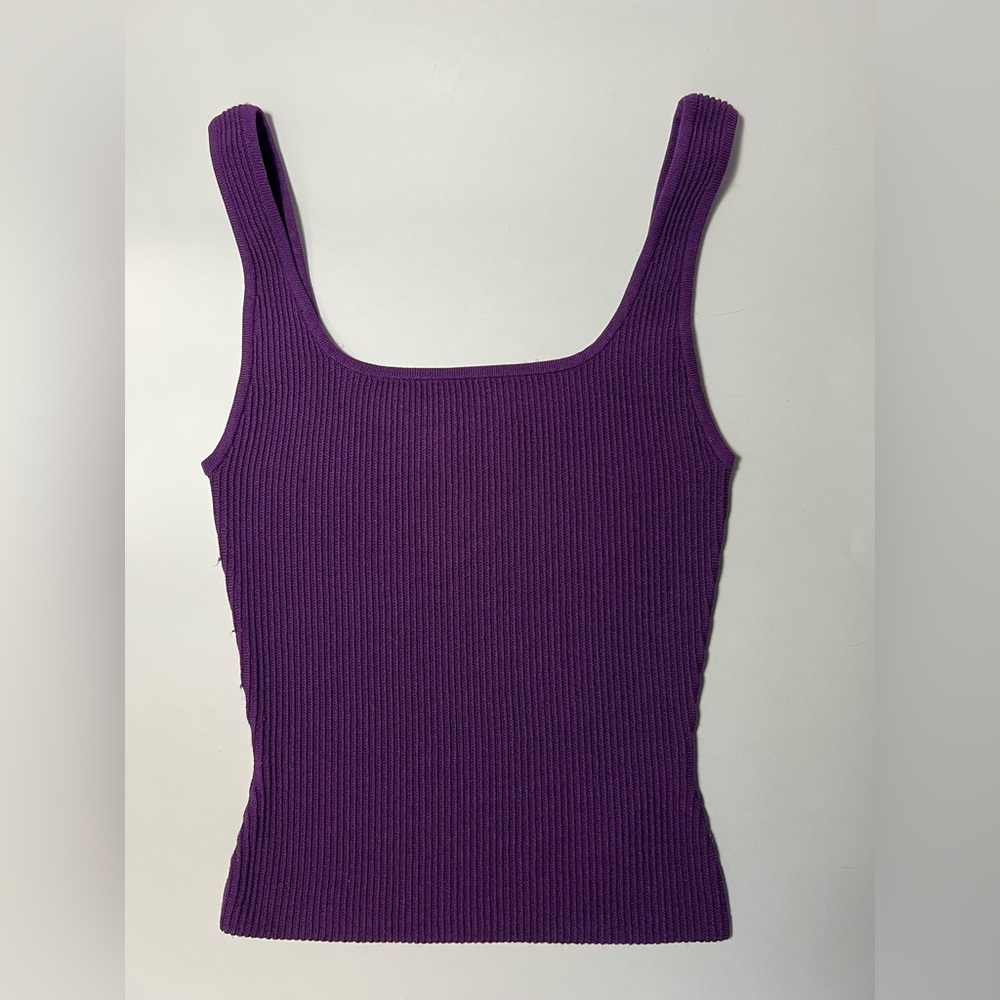 Aritzia BABATON Purple Sculpt Knit Ribbed Tank Top, Size XS NWOT